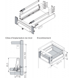 Kit Tiroir à l'anglaise hauteur 195 mm Blum