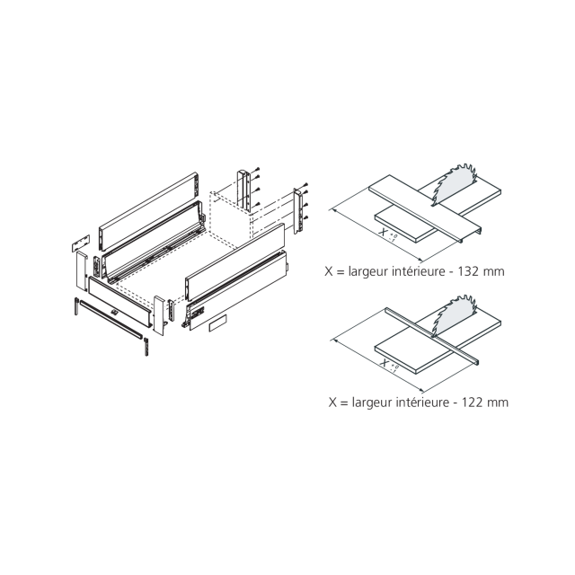 Kit tiroir à l'anglaise Hauteur 192mm Blum