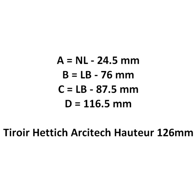 Kit tiroir Arcitech Hettich Hauteur 126mm