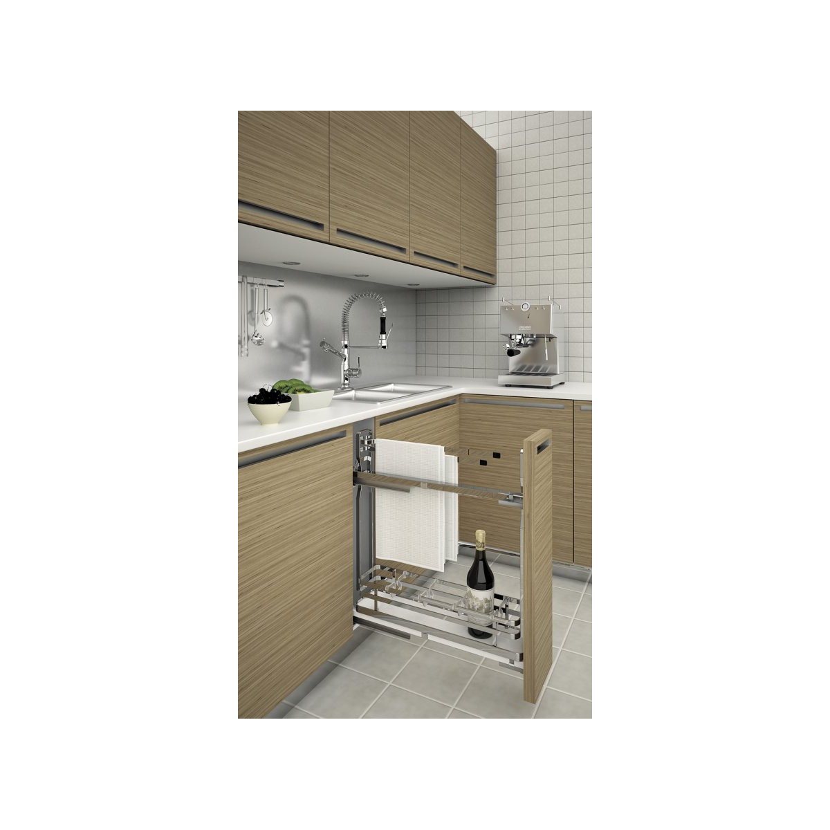 Fileur porte-torchons pour meuble de 150mm