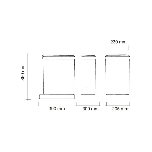 Poubelle pour meuble de 300mm