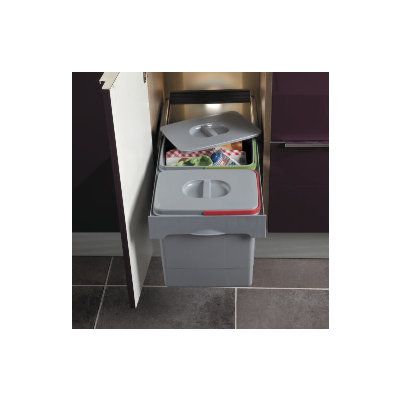 Poubelle pour meuble de 400mm composée de 2 seaux