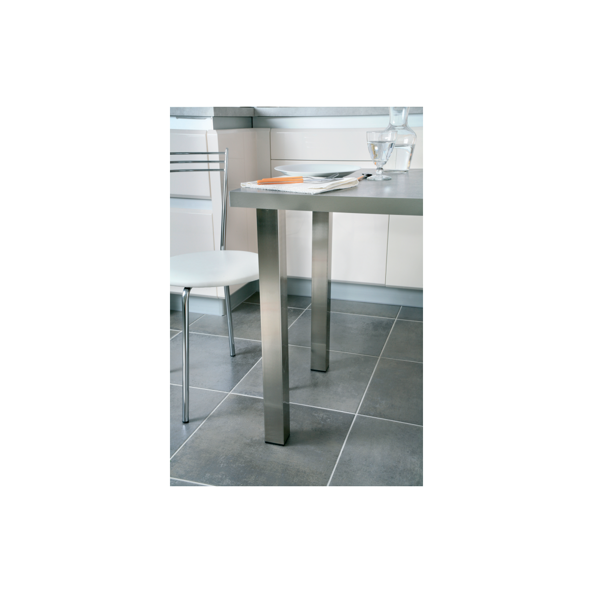 4 pieds de table chrome