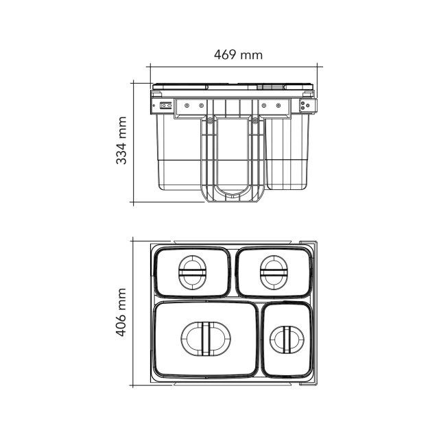 Poubelle sous évier pour 450mm