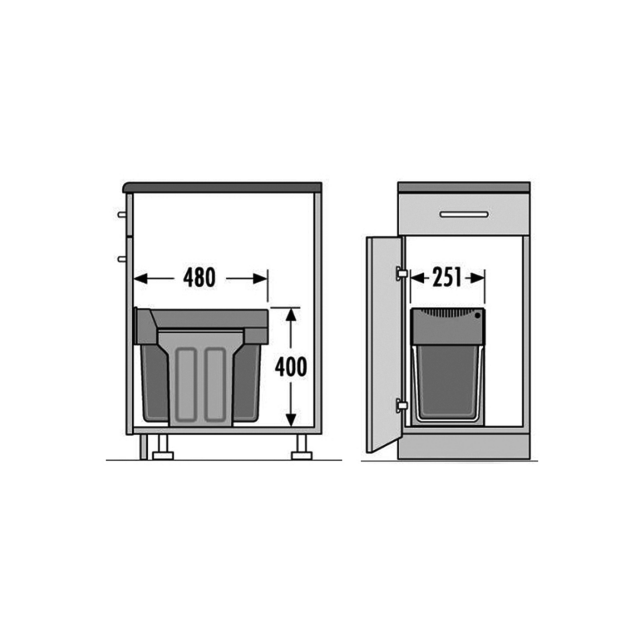 Poubelle 2 bacs de 31L
