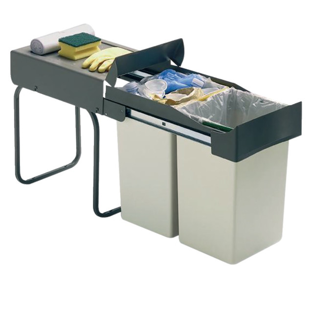 Poubelle coulissante tri-sélectif 3 bacs 68 litres - Practi Eco GTV