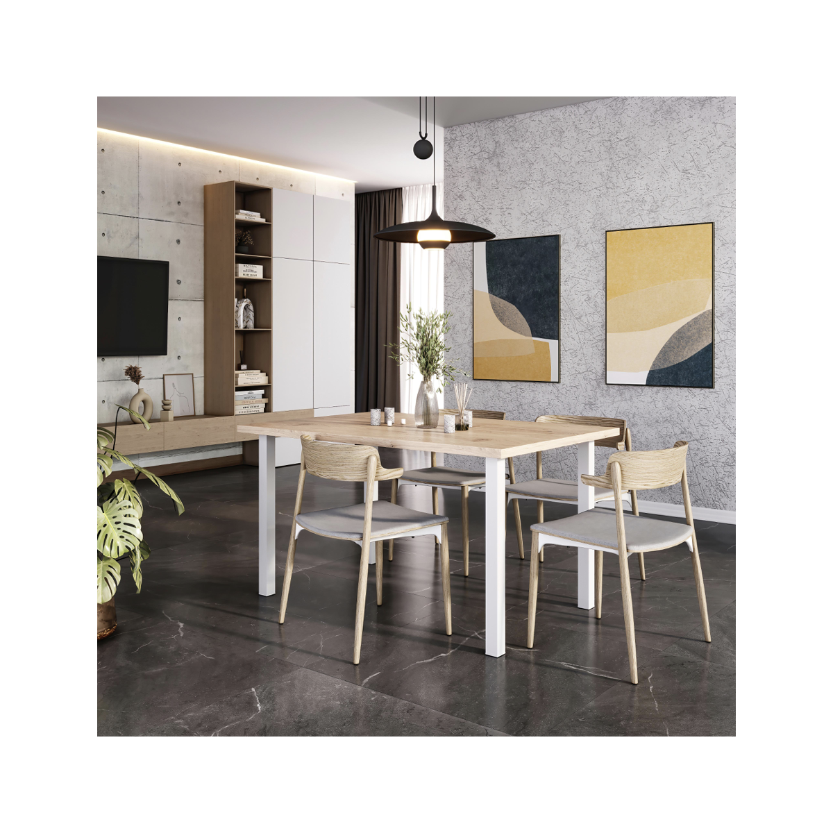 Lot de 4 pieds de table carrés 50x50mm blanc