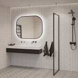Miroir Cepheus avec éclairage décoratif à LED et cadre noir