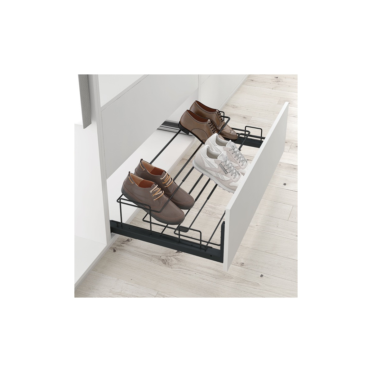 Porte chaussure coulissant gris anthracite