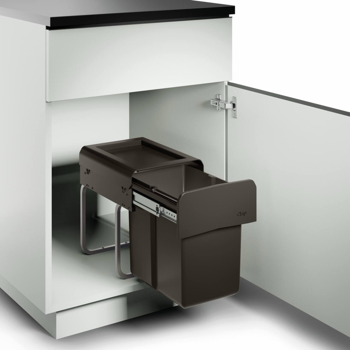 Poubelle anthracite pour meuble de 300mm
