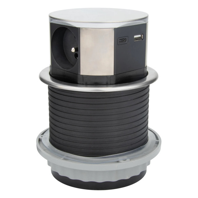 Bloc prise encastrable inox