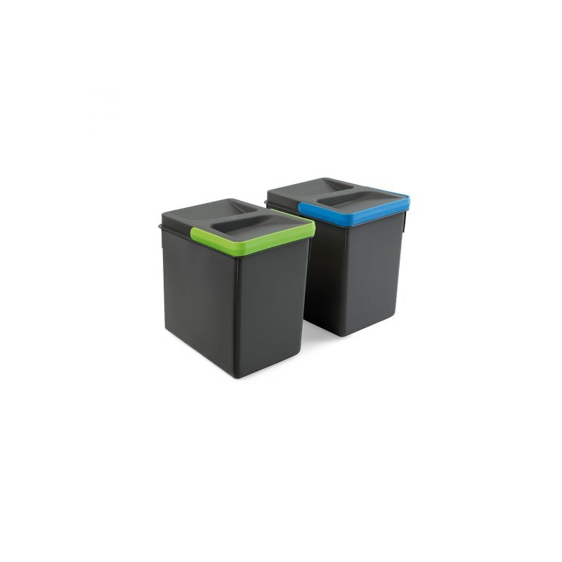 Kit poubelle Recycle, 2 bacs de 6L, Gris anthracite
