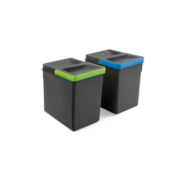 Kit poubelle Recycle, 2 bacs de 6L, Gris anthracite