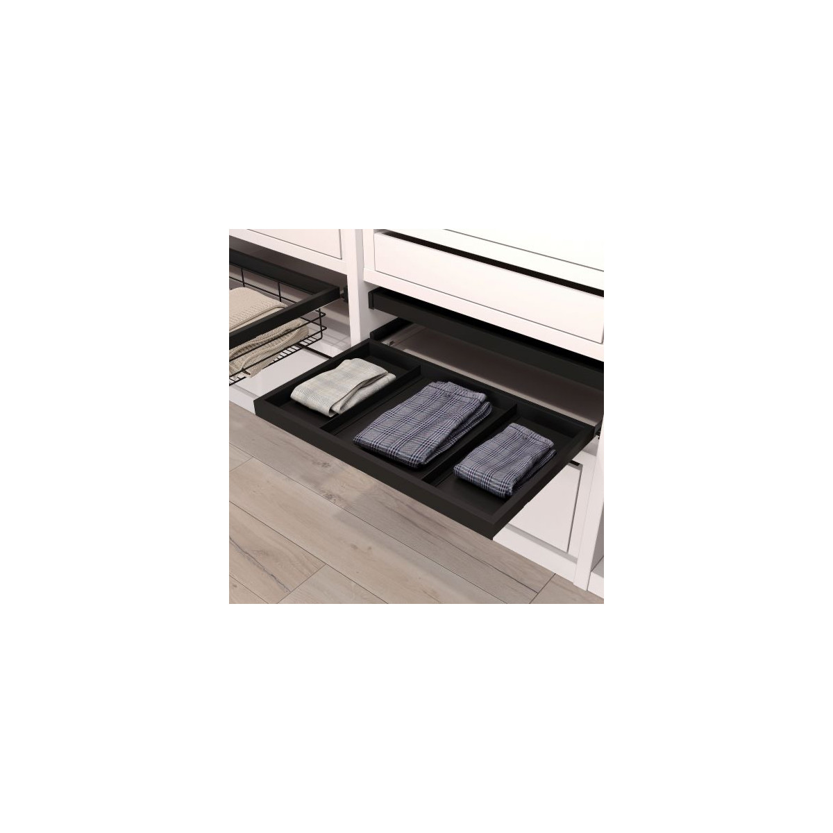 Kit plateau sur coulisses pour caisson de 600 mm, Noir