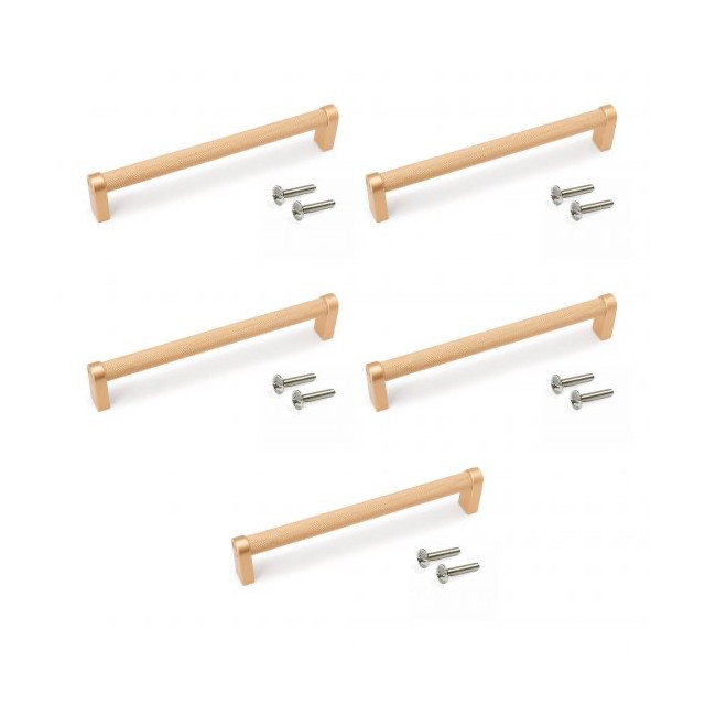 Lot de 5 poignées Bergen, L173mm, entraxe 160mm, Aluminium , Or