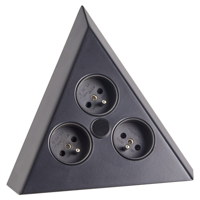 Bloc 3 prises triangulaire d'angle - finition noir