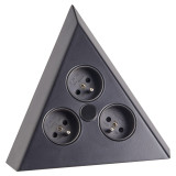 Bloc 3 prises triangulaire d'angle - finition noir