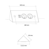 Bloc 2 prises d'angle noir mat avec port USB A/C MSA FRANCE
