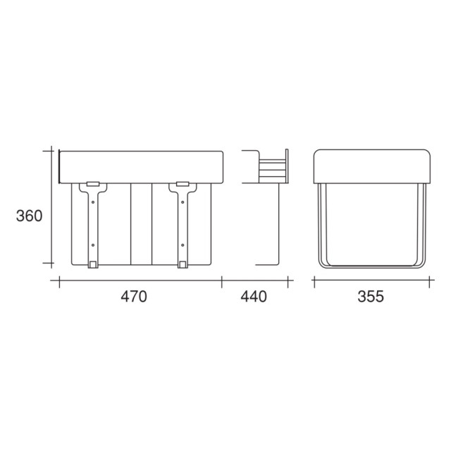 Poubelle pour meuble de 400mm composée d'1 seau : 1 x 34L