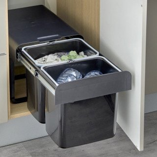 Poubelle pour meuble de 400mm composée de 2 seaux