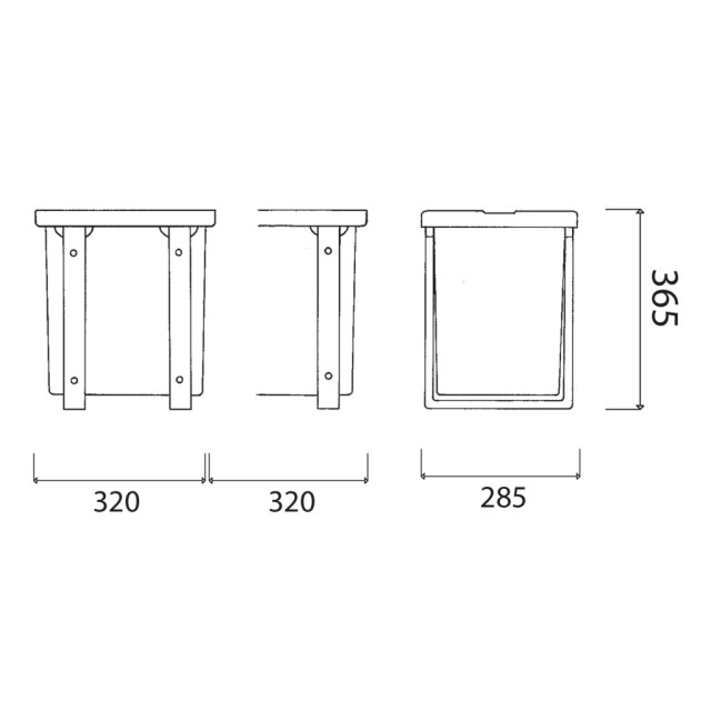 Poubelle pour meuble de 350mm composée d'1 seau 16L