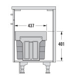 Poubelle pour meuble de 400mm composée d'1 seau 28L