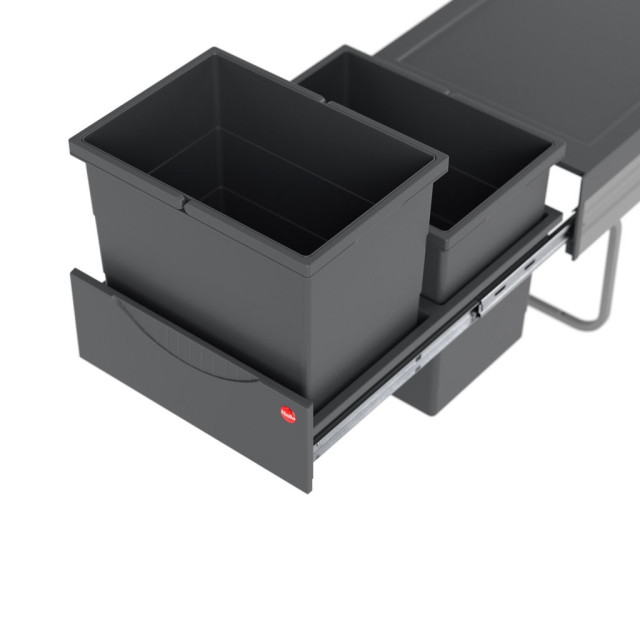 Poubelle pour meuble de 400mm composée de 2 seaux de 18L