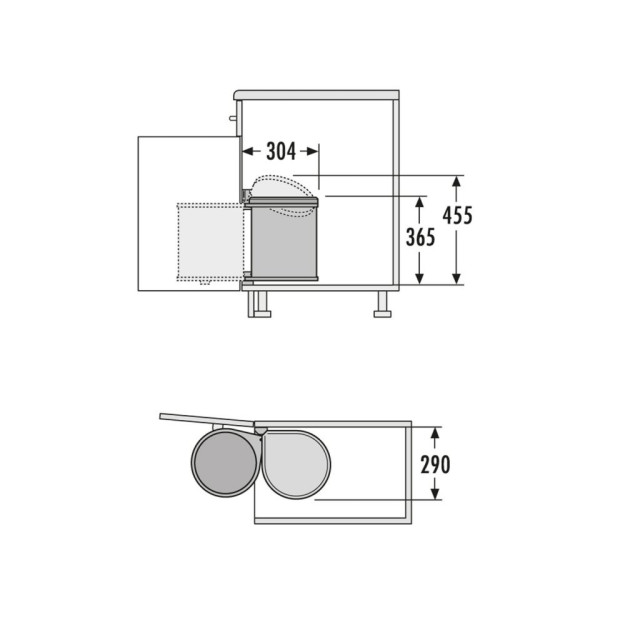 Poubelle ronde automatique en plastique gris foncé de 15L