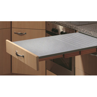 Table escamotable pour meuble de 600mm - 560 x 800mm-Encombrement 560x 500 mm (repliée)- finition gris aluminium