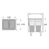 Poubelle pour meuble de 450mm composée de 2 bacs avec couvercles : 2 x 38L