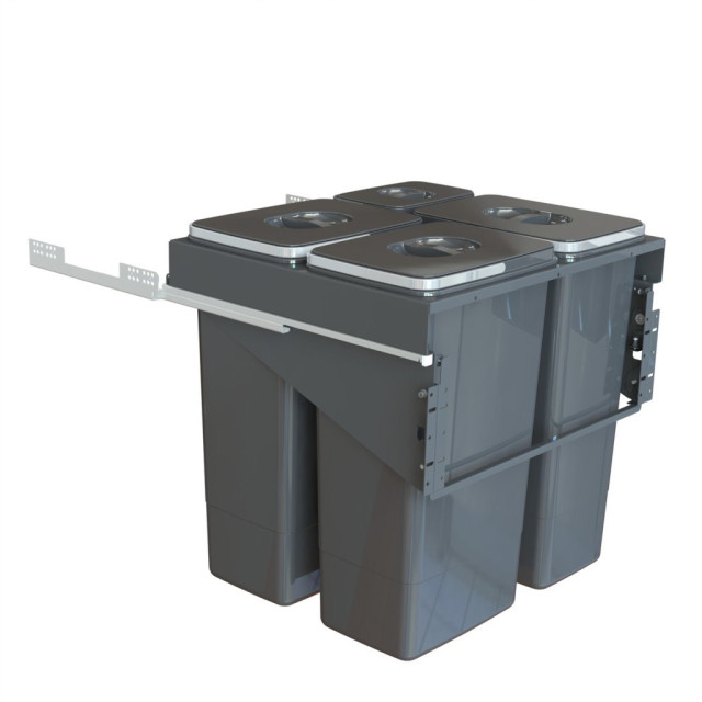 Poubelle pour meuble de 600mm composée de 4 seaux: 3x26L+1x7L