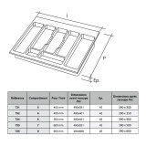 Range-couverts pour tiroir de 900mm composé de 9 compartiments - finition gris orion