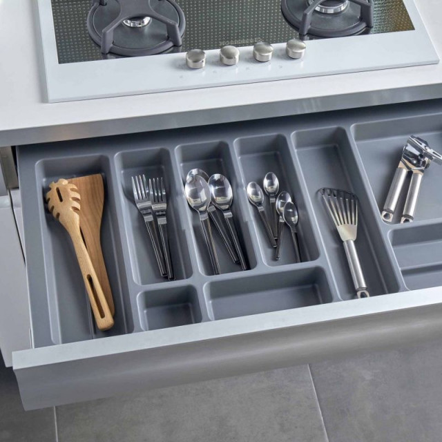 Range-couverts pour tiroir de 900mm composé de 9 compartiments - finition gris orion