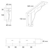 Support STRONGER en acier pour snack, tablette ou étagère de 50cm - profondeur de 365mm - finition noir