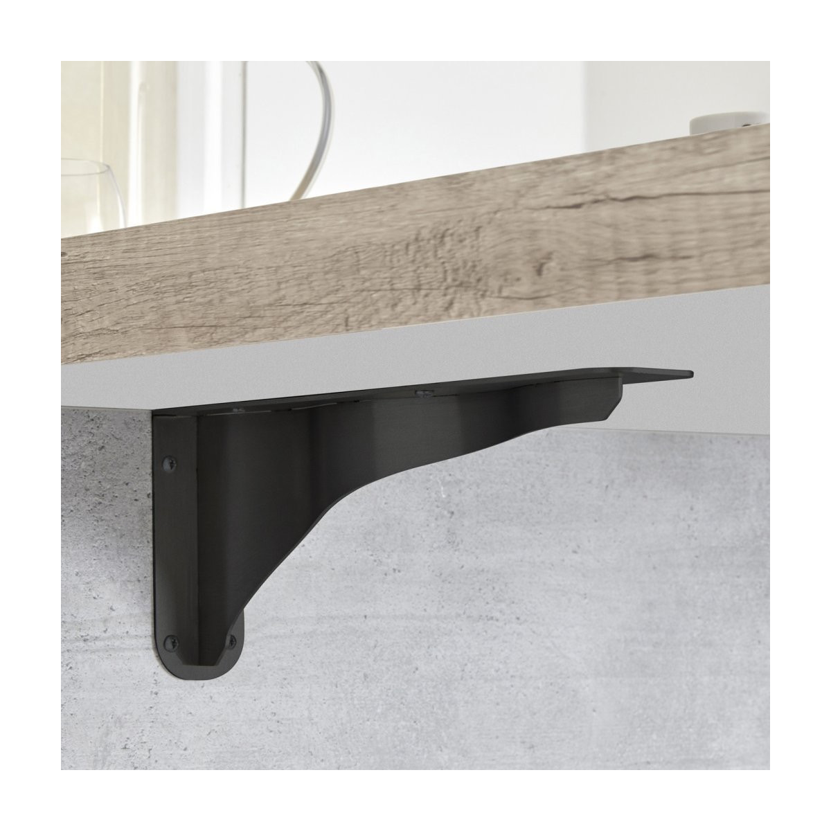 Support STRONGER en acier pour snack, tablette ou étagère de 50cm - profondeur de 365mm - finition noir