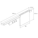 Kit barre de crédence avec 1 porte-couteaux en bois et 3 crochets - L. 90cm - finition noir mat