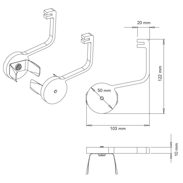 Porte-rouleau pour barre de crédence T1501 - finition or antique