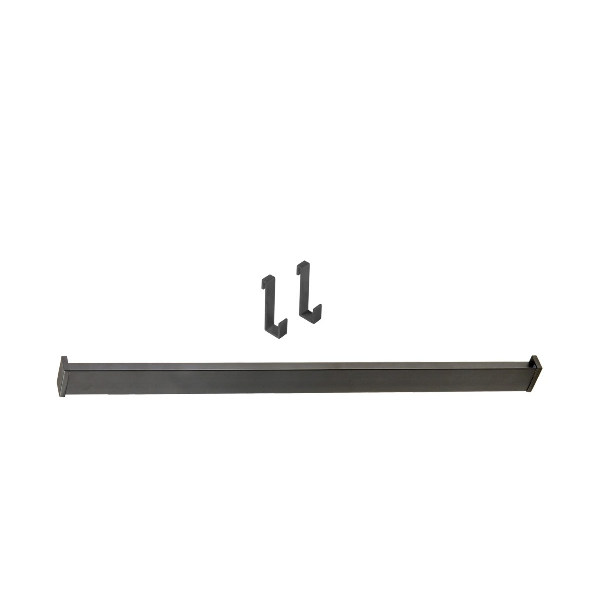 Kit barre de crédence avec 2 crochets - l. 23 x L. 600 x H. 42mm - finition noir mat
