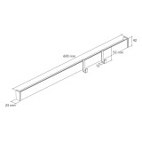 Kit barre de crédence avec 2 crochets - l. 23 x L. 600 x H. 42mm - finition noir mat