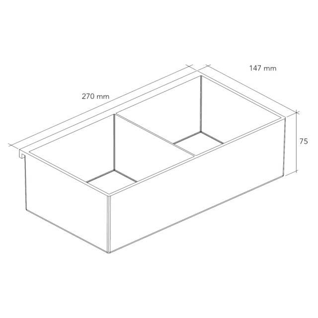 Bac porte-pots en ABS laqué pour barre de crédence HANDY - 27 x 14,7 x 7,5cm