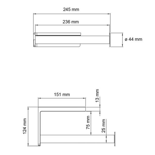 Porte-rouleau en bois pour barre de crédence HANDY - L.245mm-l.124mm-Bois diam 25x236mm-finition vert sauge