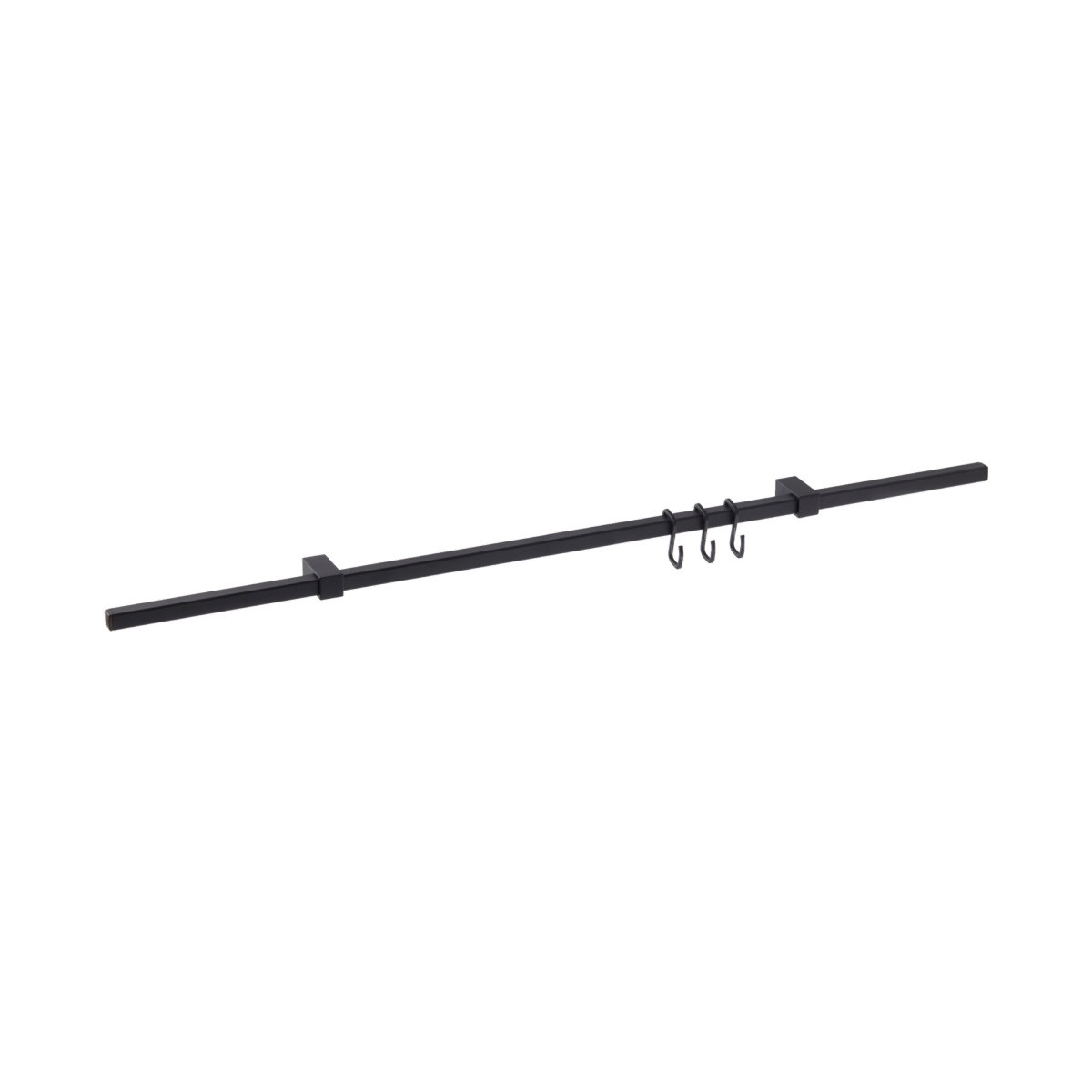Kit barre de crédence carrée avec 3 crochets - L. 60cm - finition noir