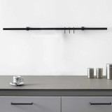 Kit barre de crédence carrée avec 3 crochets - L. 60cm - finition noir