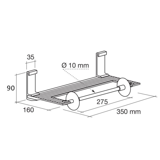Porte-rouleau pour les mains courantes T1210, T1220 et T1230 - L. 350 x l. 160 x H. 90mm - finition alu