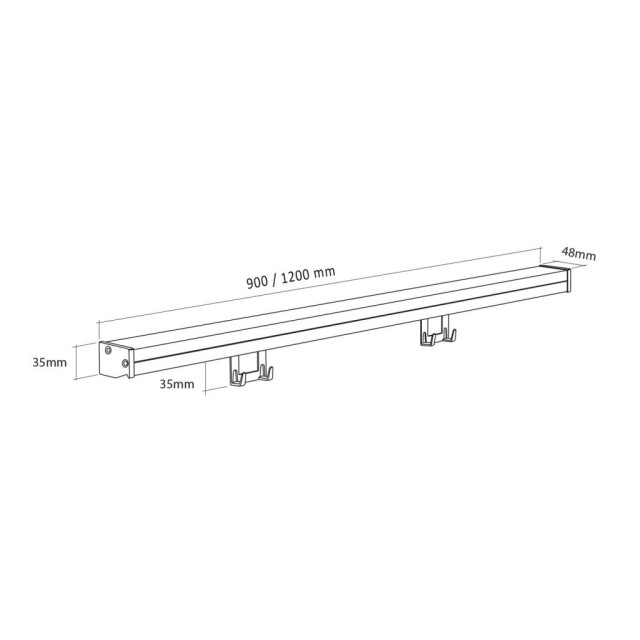 Kit main courante composé d'1 barre et de 2 crochets doubles - L. 1200 x l. 48 x H. 35mm