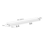Kit main courante composé d'1 barre et de 2 crochets doubles - L. 1200 x l. 48 x H. 35mm