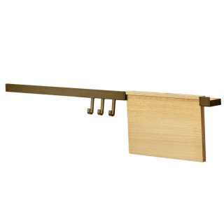 Kit barre de crédence avec 1 porte-couteaux en bois et 3 crochets - L. 90cm - finition or antique