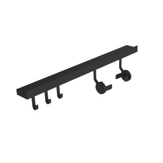 Kit barre de crédence avec 1 porte-rouleau et 3 crochets - L. 60cm- finition noir mat