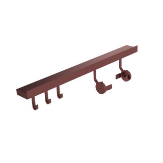 Kit barre de crédence avec 1 porte-rouleau et 3 crochets - L. 60cm- finition bronze rouge