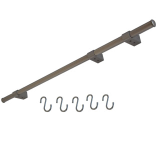 Kit barre de crédence composé d'1 barre, de 3 supports design, de 2 embouts et de 5 crochets - L. 120cm